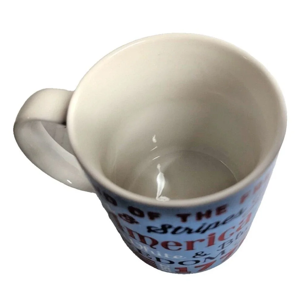 Patriotic Coffee Mug United We Stand USA Stoneware Red White Blue Drinkware Gift